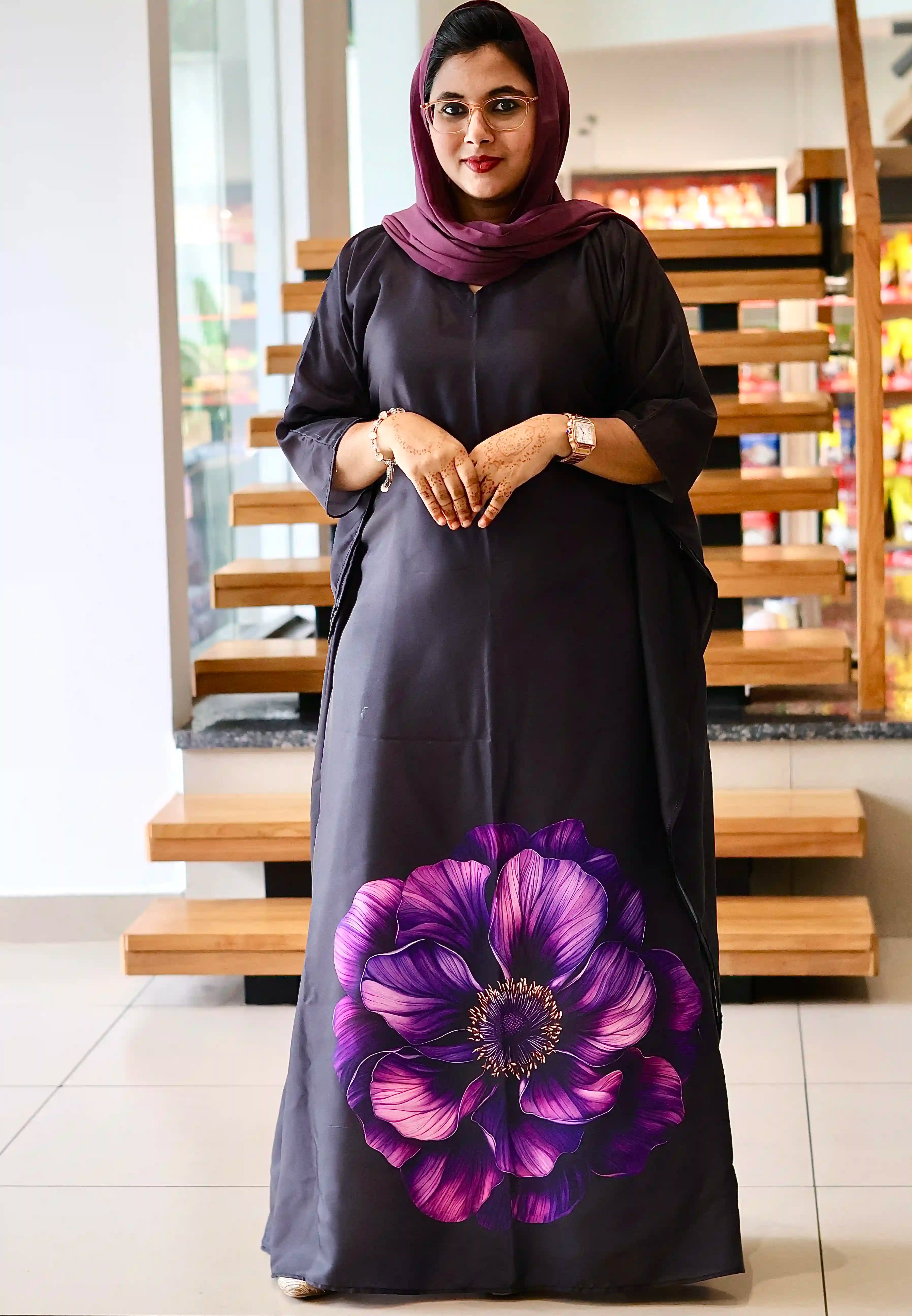 Midnight Violet Bloom Kaftan