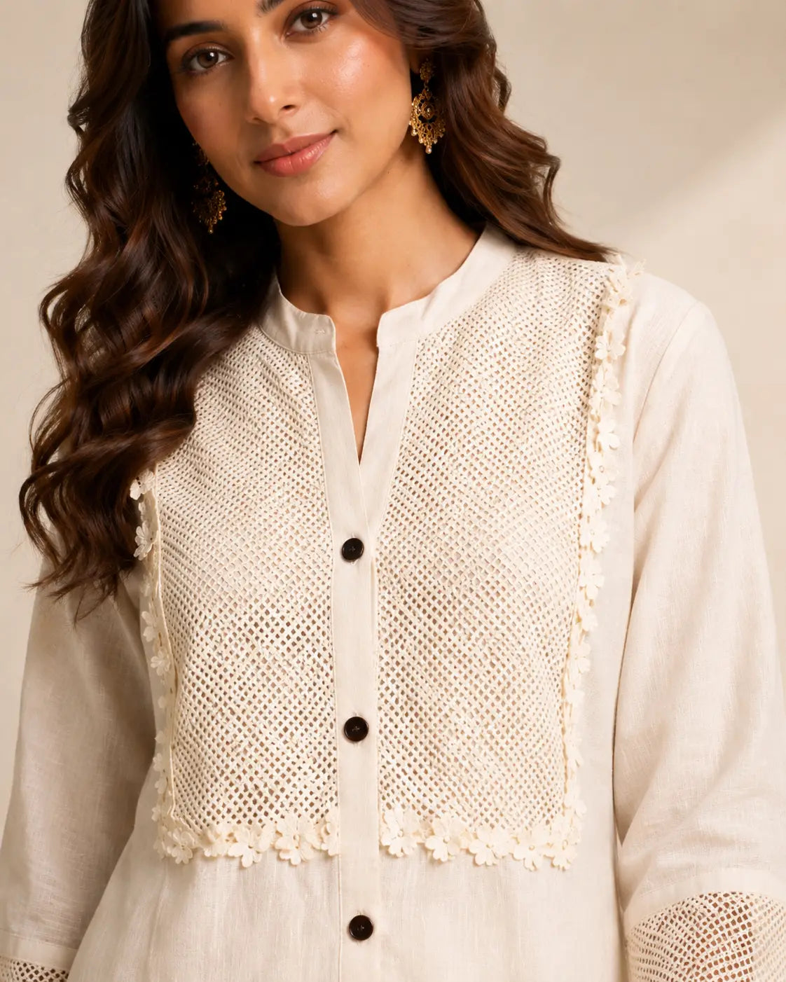Ivory Crochet Charm Cotton Co-ord Set