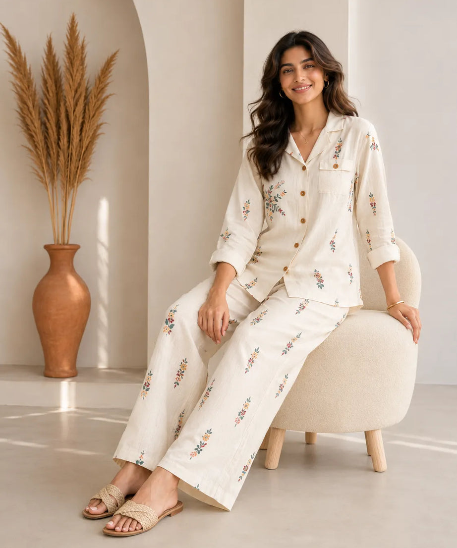 Ivory Bloom Floral Co-ord Set