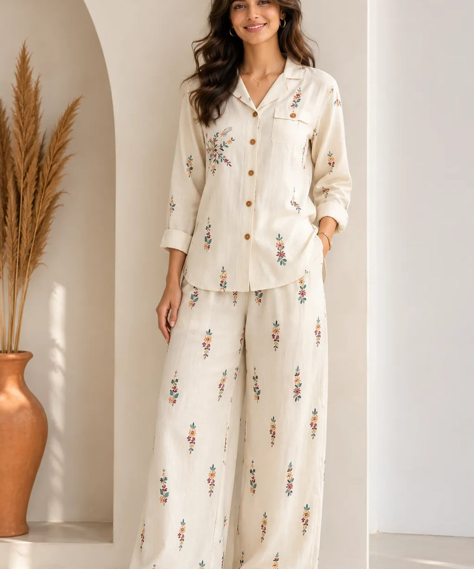 Ivory Bloom Floral Co-ord Set