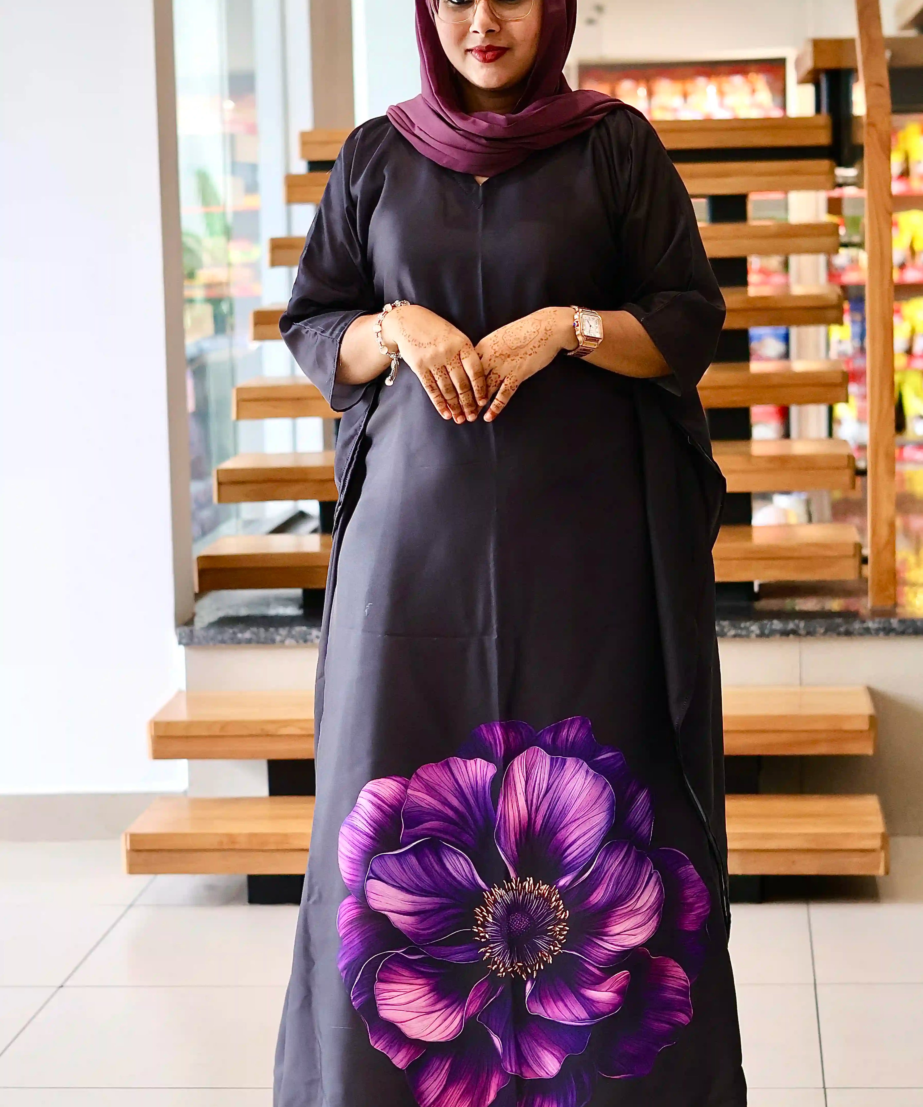 Midnight Violet Bloom Kaftan