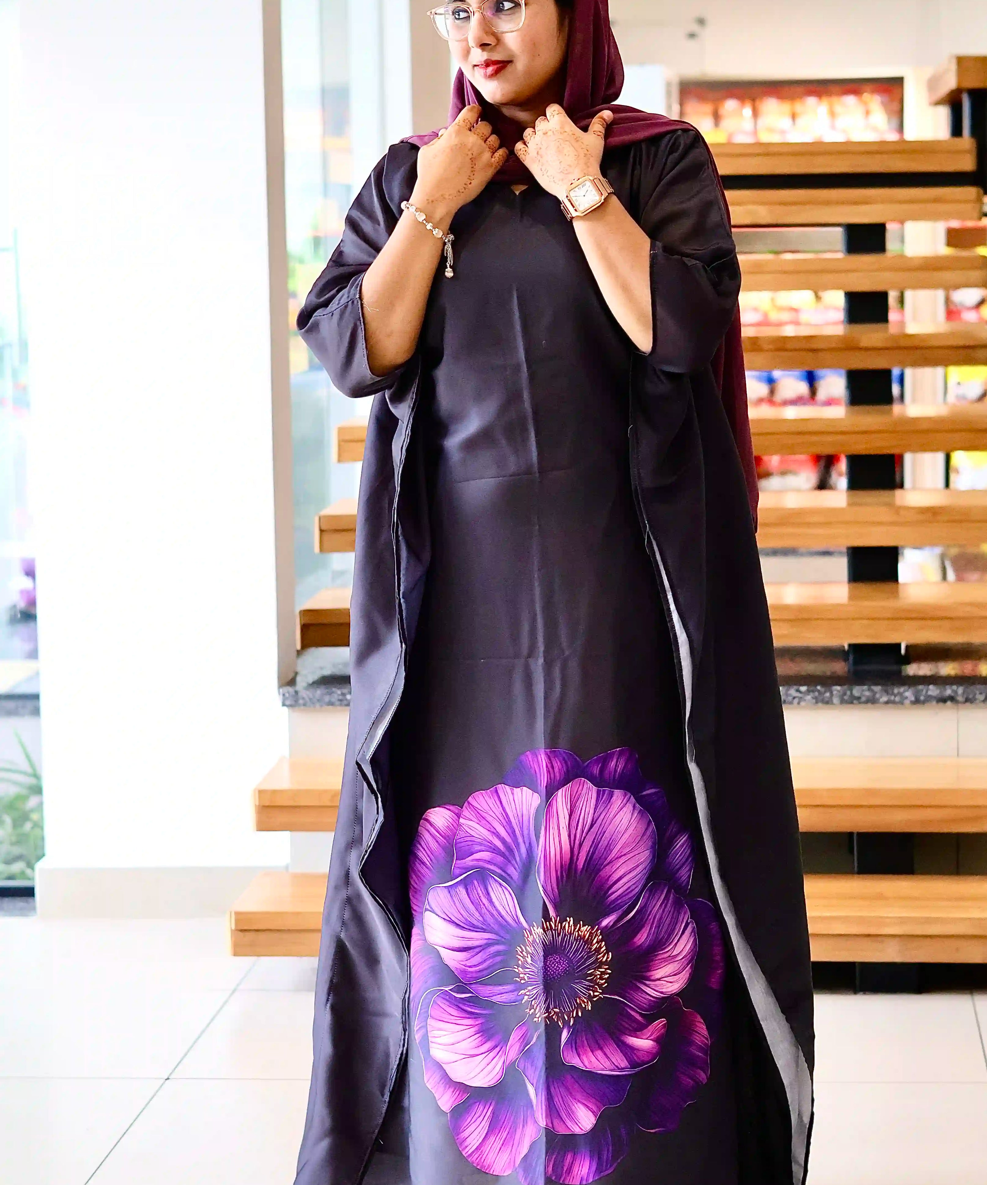Midnight Violet Bloom Kaftan