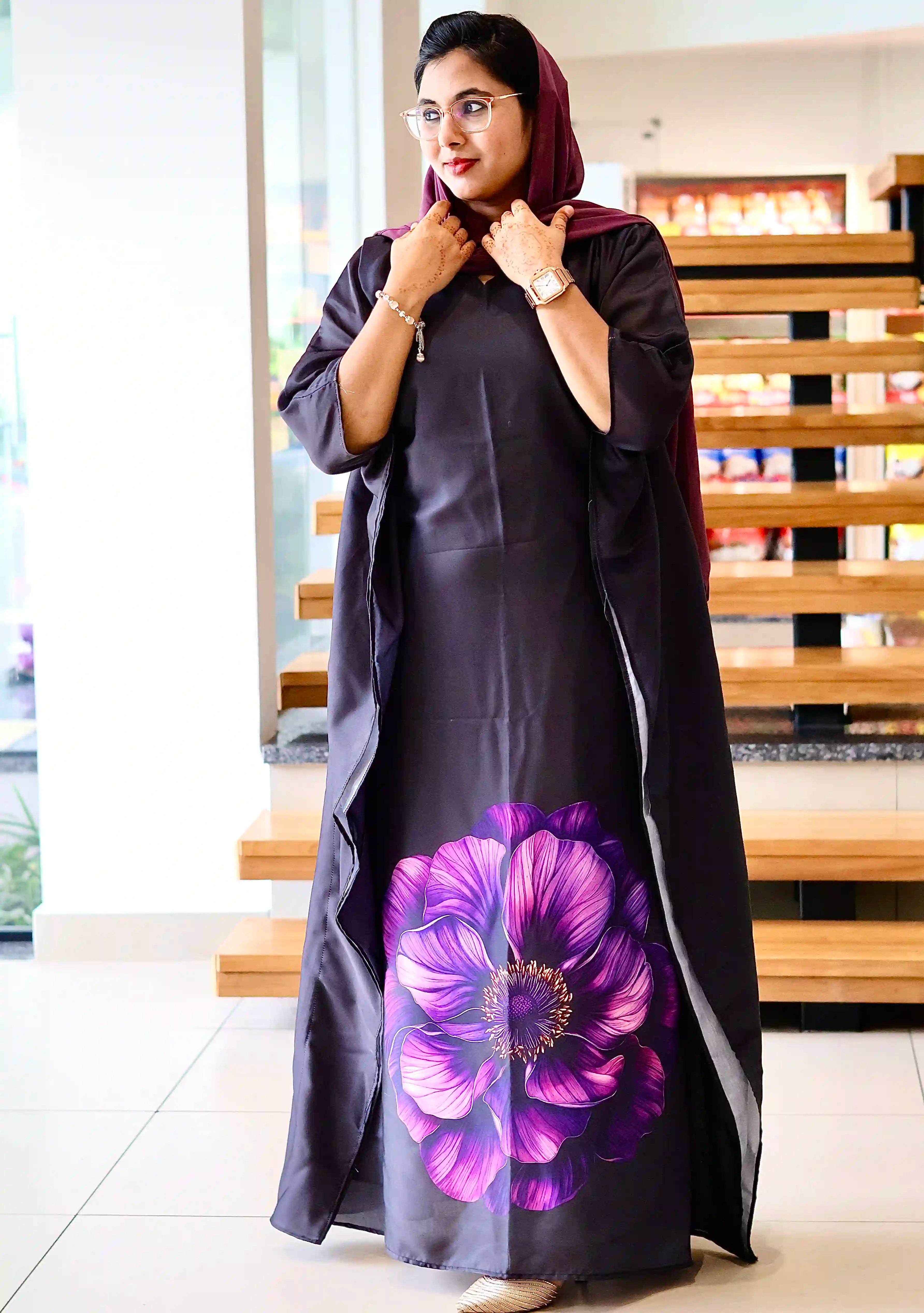 Midnight Violet Bloom Kaftan