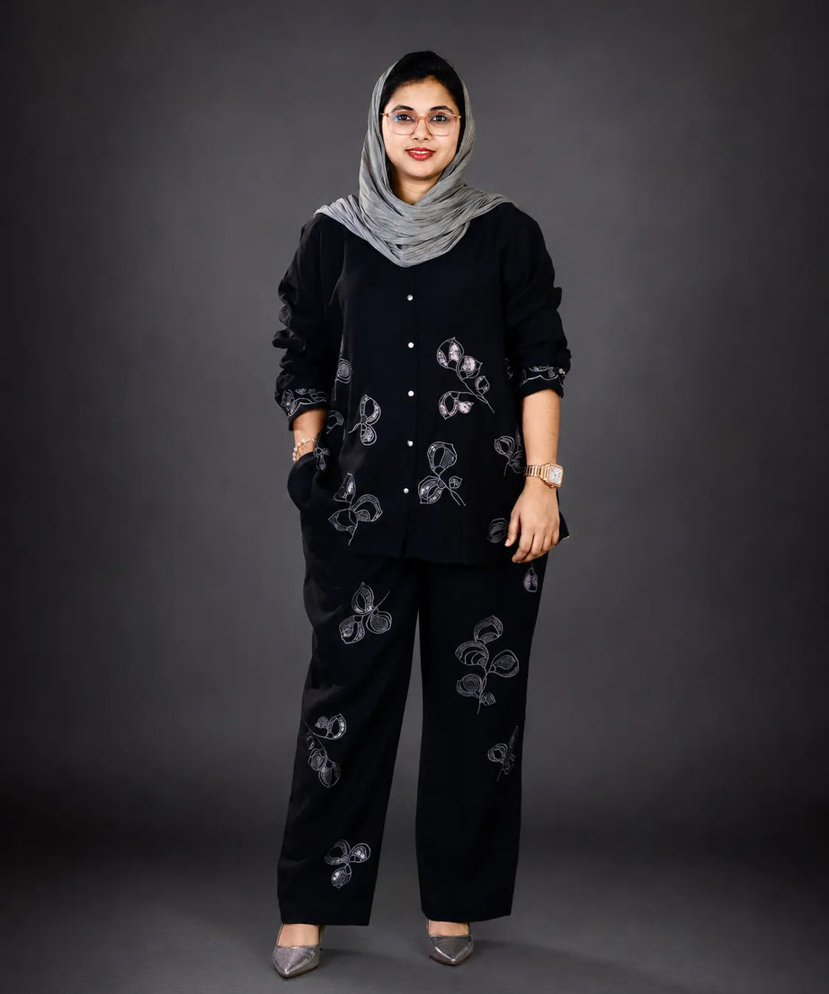 Noir Silver Bloom Co-ord Set