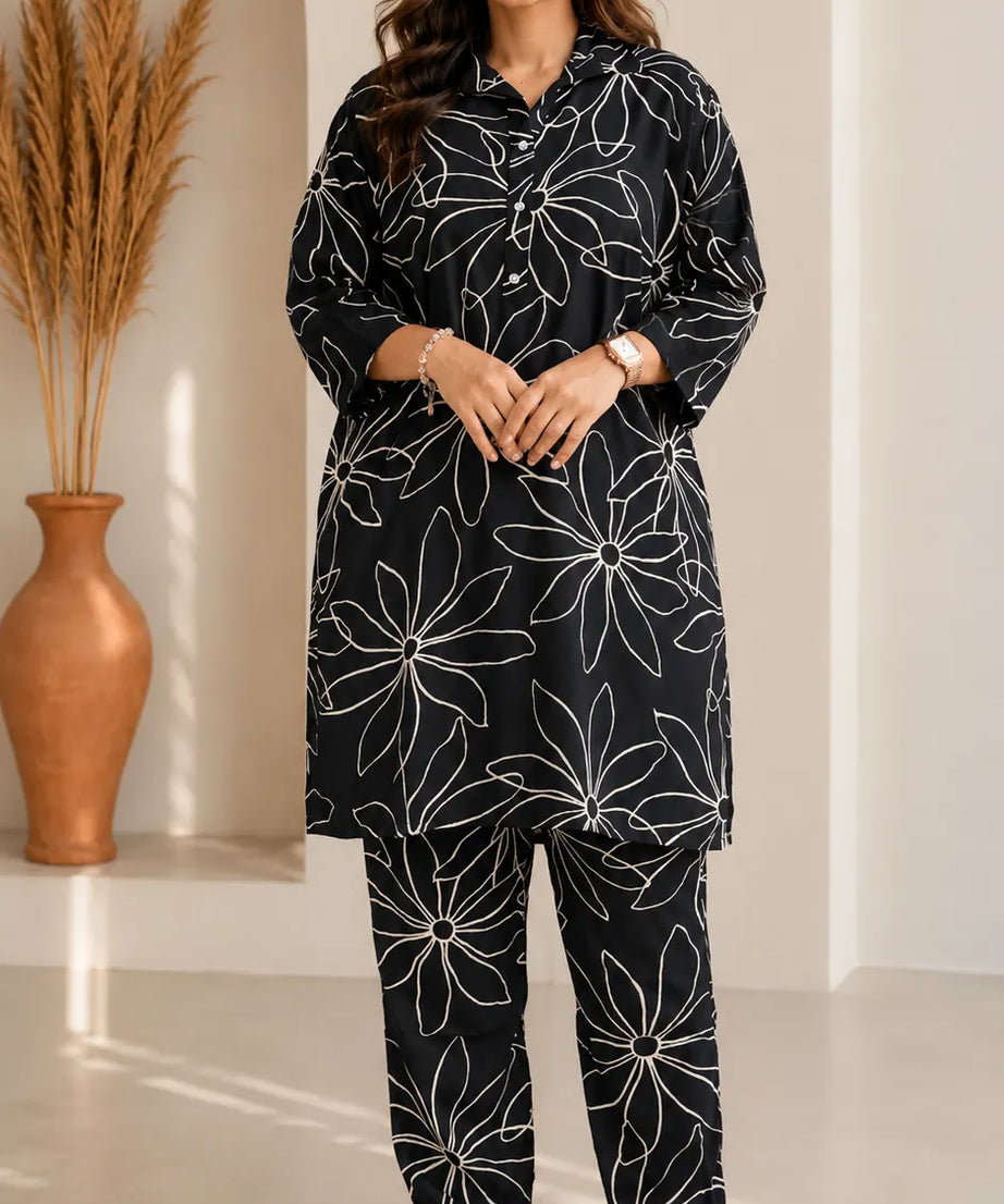 Noir Daisy Cotton Co-ord Set