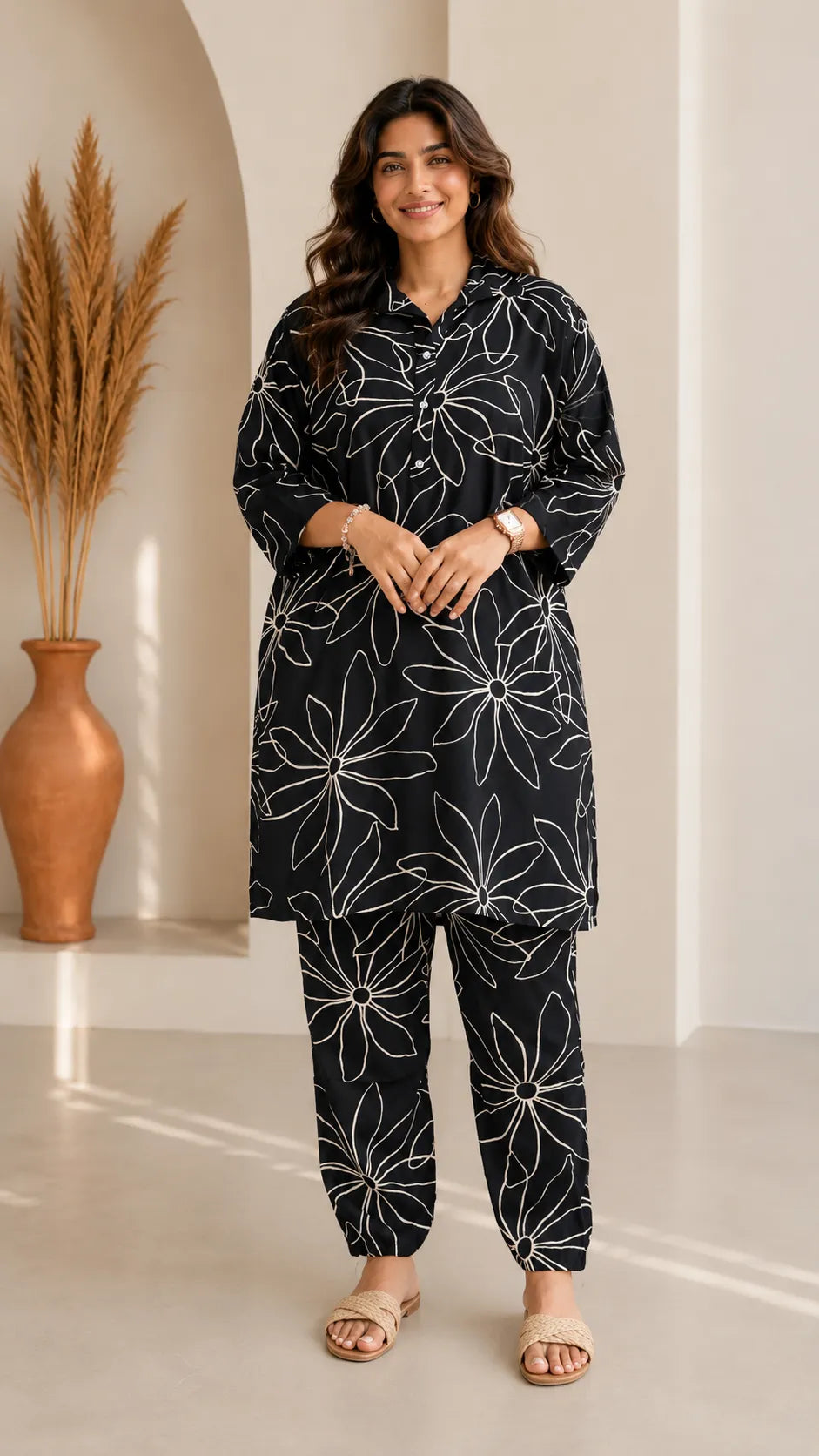 Noir Daisy Cotton Co-ord Set