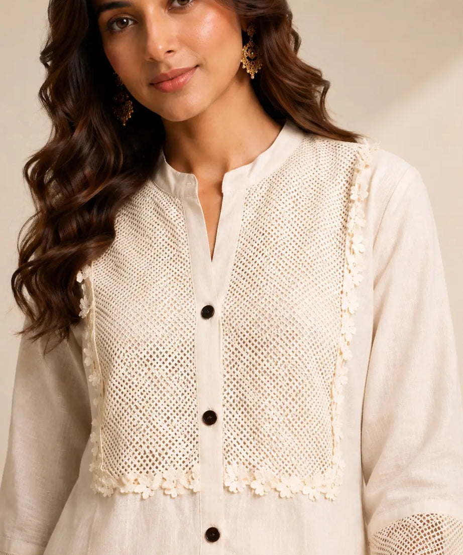 Ivory Crochet Charm Cotton Co-ord Set