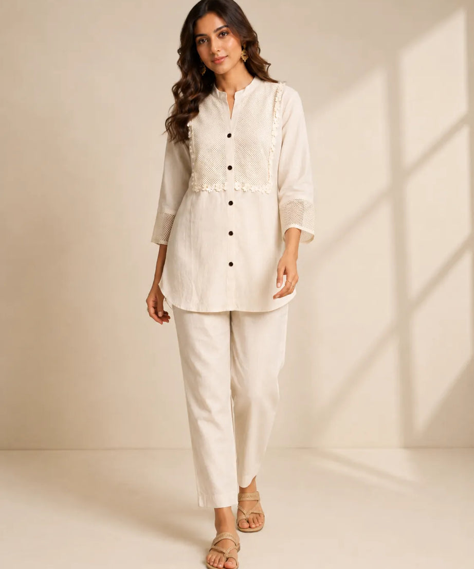 Ivory Crochet Charm Cotton Co-ord Set