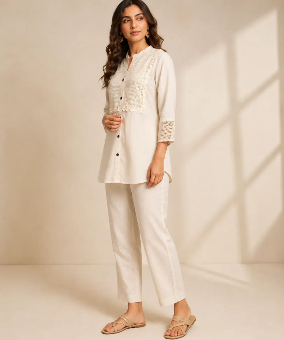Ivory Crochet Charm Cotton Co-ord Set