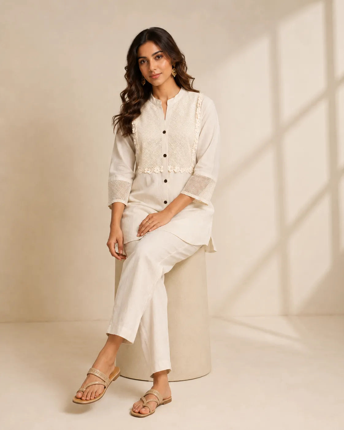 Ivory Crochet Charm Cotton Co-ord Set